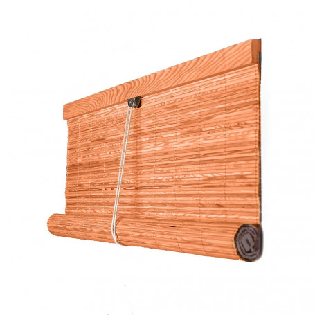 cortina esterilla de madera color cerezo